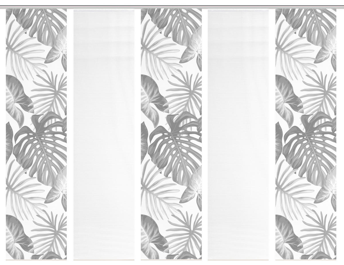 FLÄCHENVORHANG  5 Stück  blickdicht  60/260 cm   - Weiß/Grau, Natur, Textil (60/260cm)