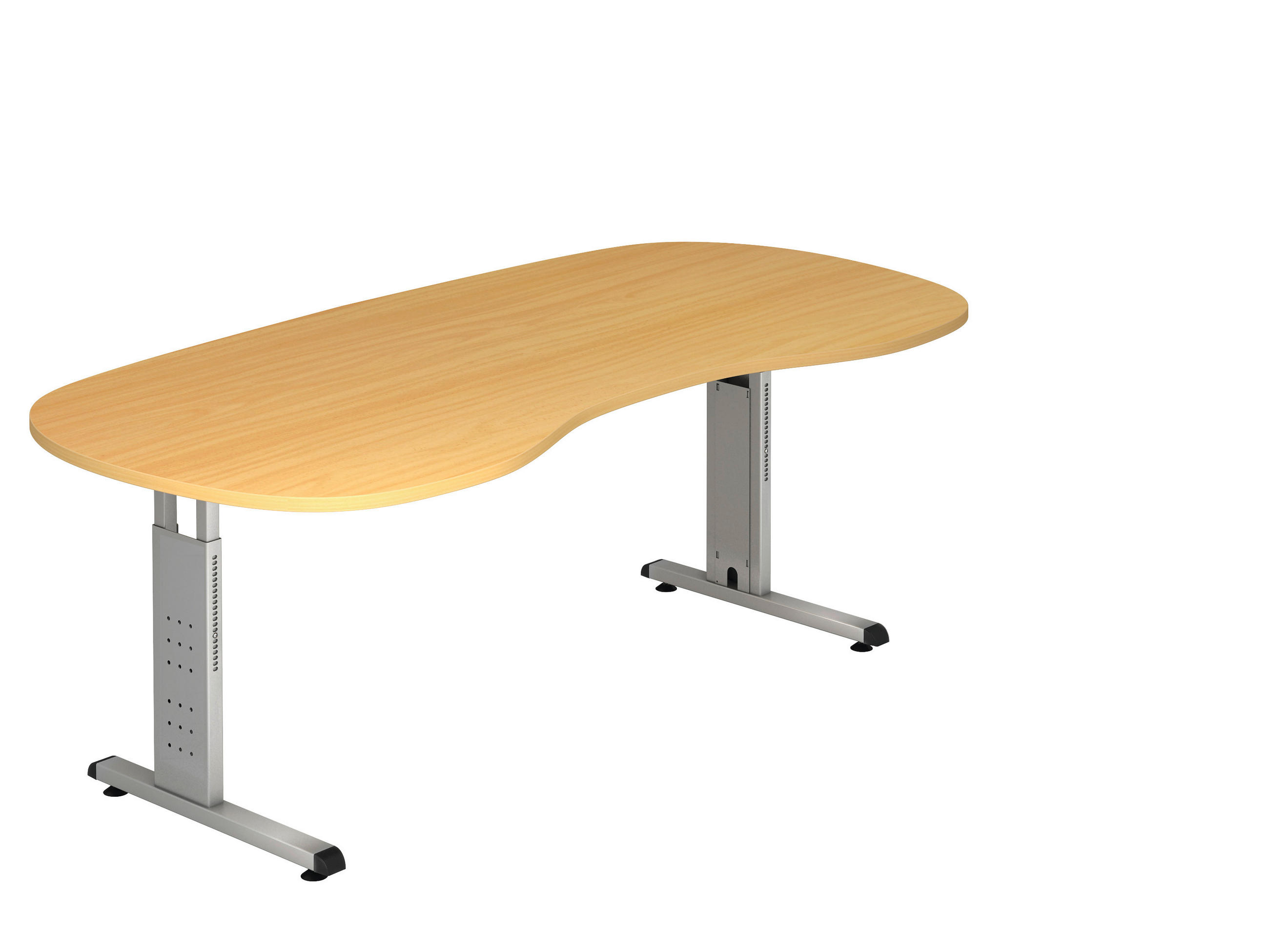 SCHREIBTISCH höhenverstellbar  - Silberfarben/Buchefarben, KONVENTIONELL, Holzwerkstoff/Metall (200/100/65-85cm) - Venda