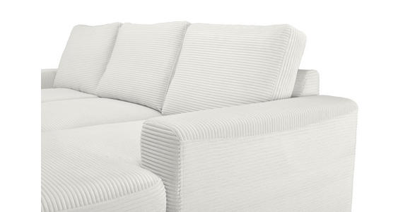 ECKSOFA Creme Cord  inkl. Rückenkissen, Bettkasten, Schlaffunktion, Rücken echt, Liegefläche im Originalstoff  - Creme/Schwarz, KONVENTIONELL, Textil/Metall (240/150cm) - Carryhome
