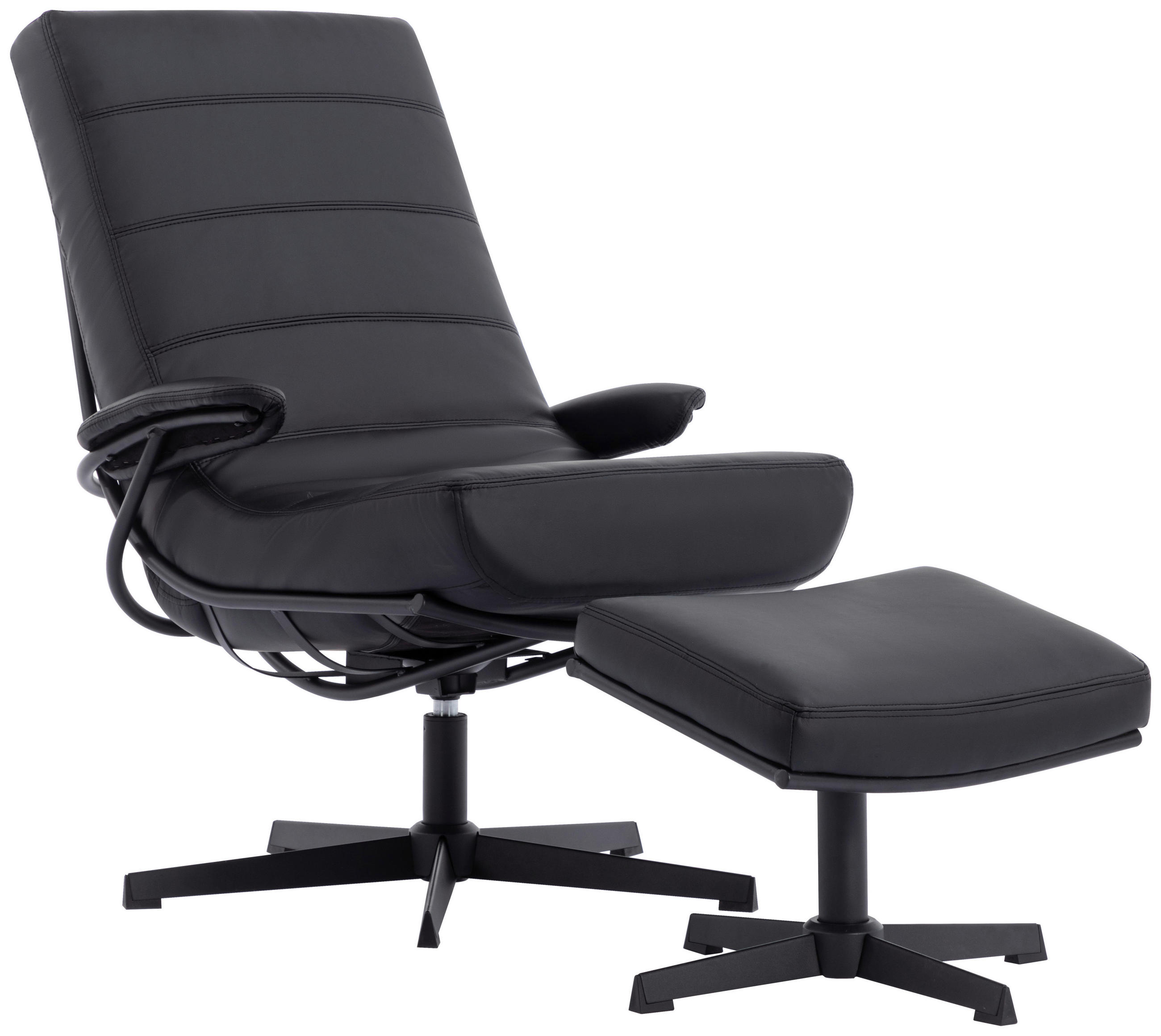 RELAXSESSELSET Lederlook    - Schwarz, Design, Textil/Metall (68/101/85cm) - Livetastic