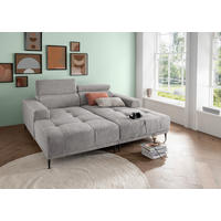 ECKSOFA in Chenille Grau  200/188 cm  - Schwarz/Grau, KONVENTIONELL, Textil/Metall (200/188cm) - Livetastic