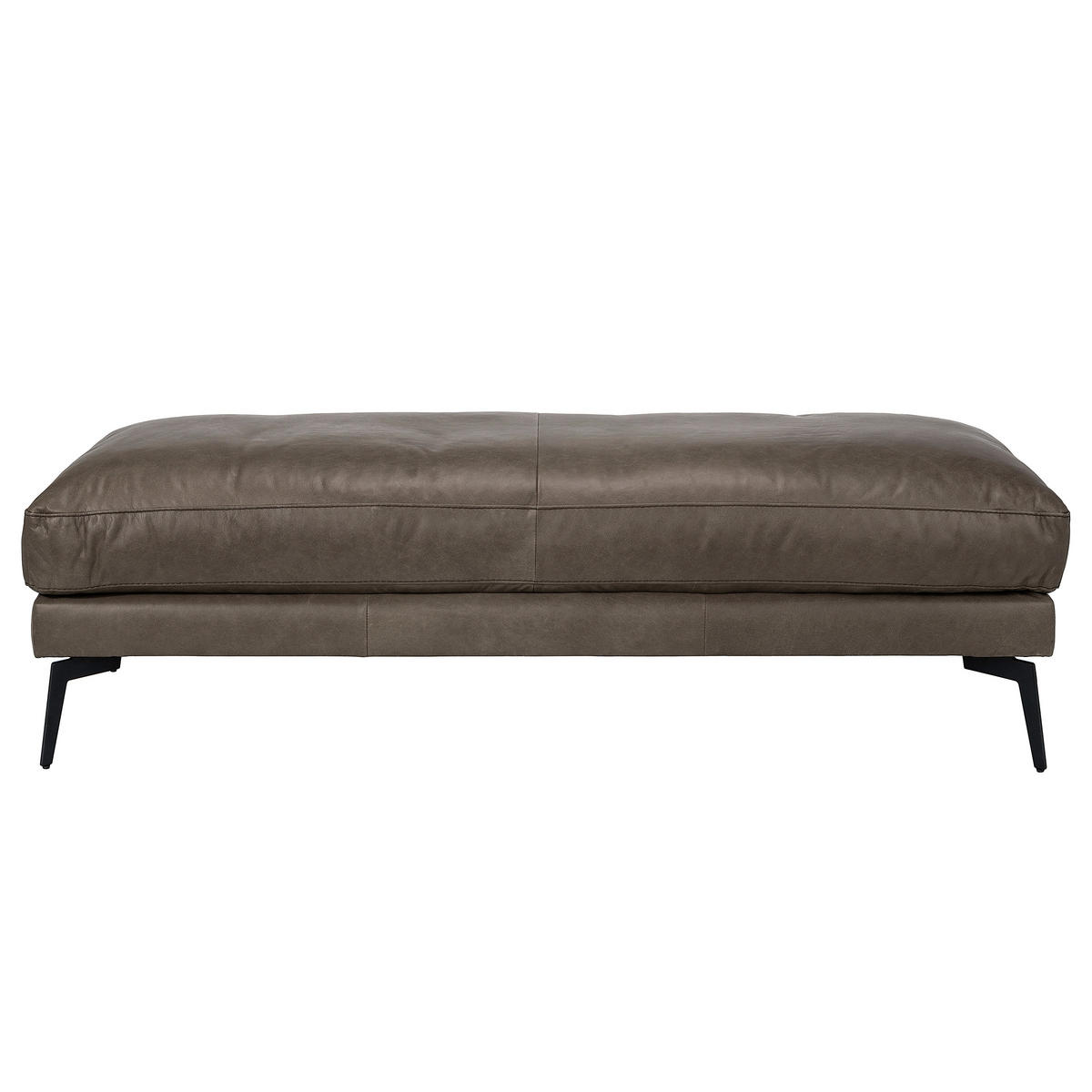 HOCKER Leder Fango  - Fango/Schwarz, Design, Leder/Metall (163/46/62cm) - Livetastic