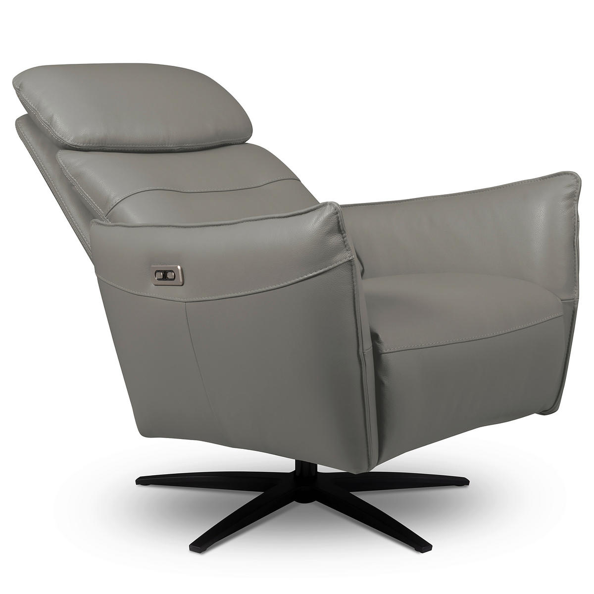 RELAXSESSEL in Leder Grau  - Schwarz/Grau, Design, Leder/Metall (77/107/88cm) - Livetastic
