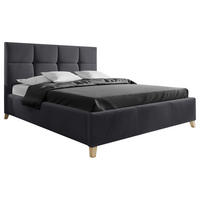 POLSTERBETT 140/220 cm,  in Schwarz, Lattenrost, Bettkasten,  - Buchefarben/Schwarz, KONVENTIONELL, Holz/Textil (140/220cm) - Carryhome