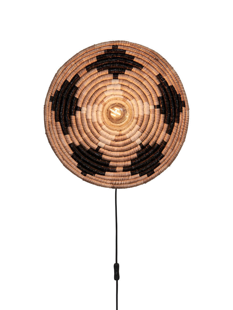 VÄGGLAMPA 45/6 cm   - vit/svart, Basics, naturmaterial (45/6cm) - Good & Mojo