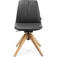 STUHL  in Echtleder pigmentiert Holz, Leder  - Eichefarben/Anthrazit, Design, Leder/Holz (46/82,5-85,25/55cm) - Johann Jakob