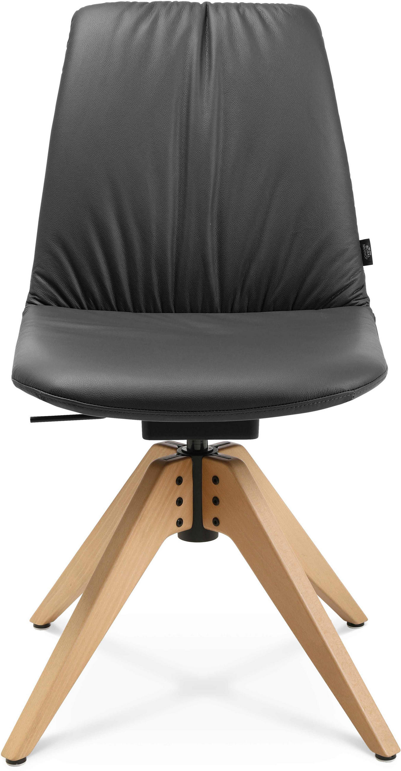 STUHL  in Echtleder pigmentiert Holz, Leder  - Eichefarben/Anthrazit, Design, Leder/Holz (46/82,5-85,25/55cm) - Johann Jakob