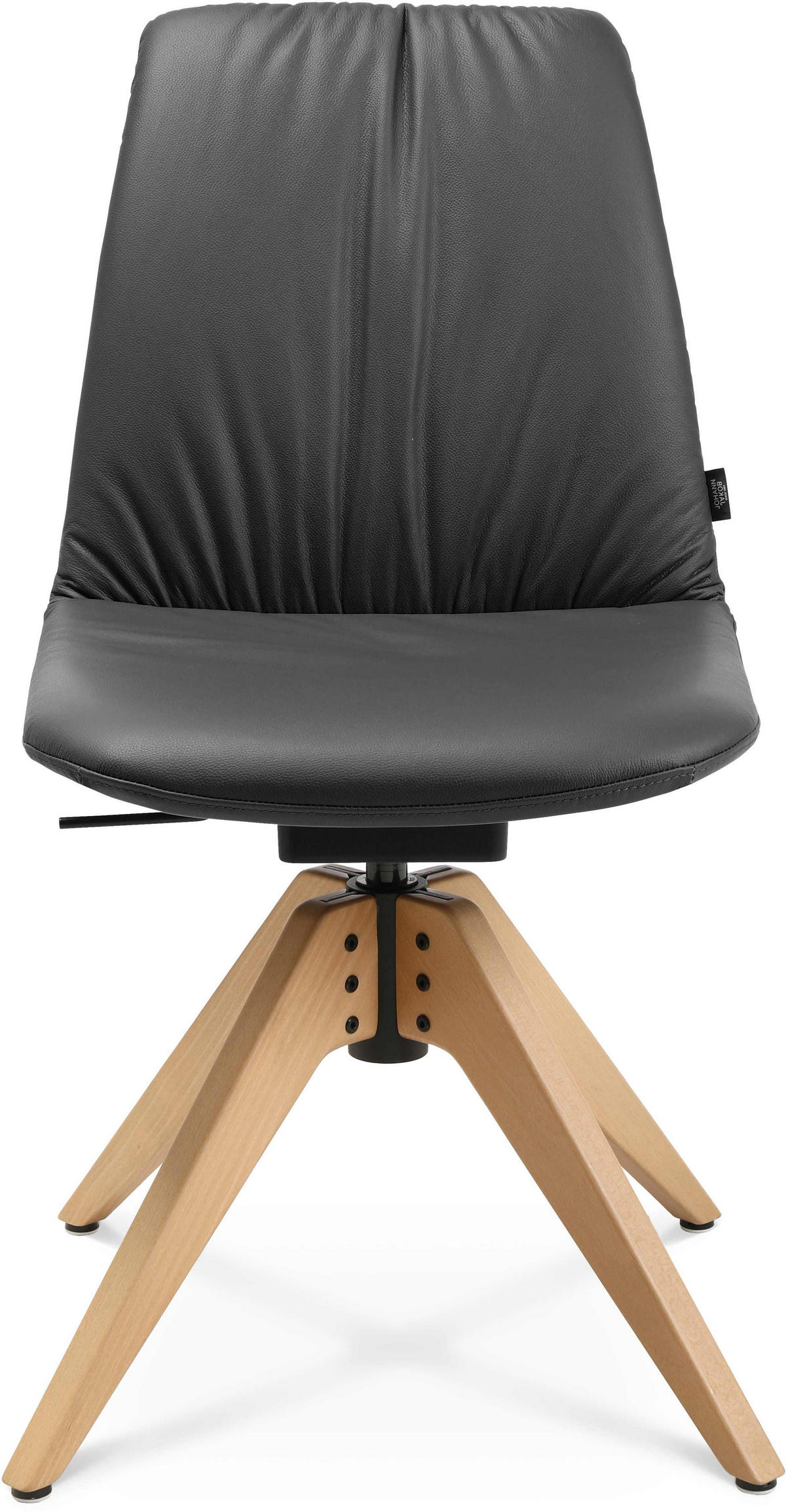 STUHL  in Echtleder pigmentiert  - Eichefarben/Anthrazit, Design, Leder/Holz (46/82,5-85,25/55cm) - Johann Jakob