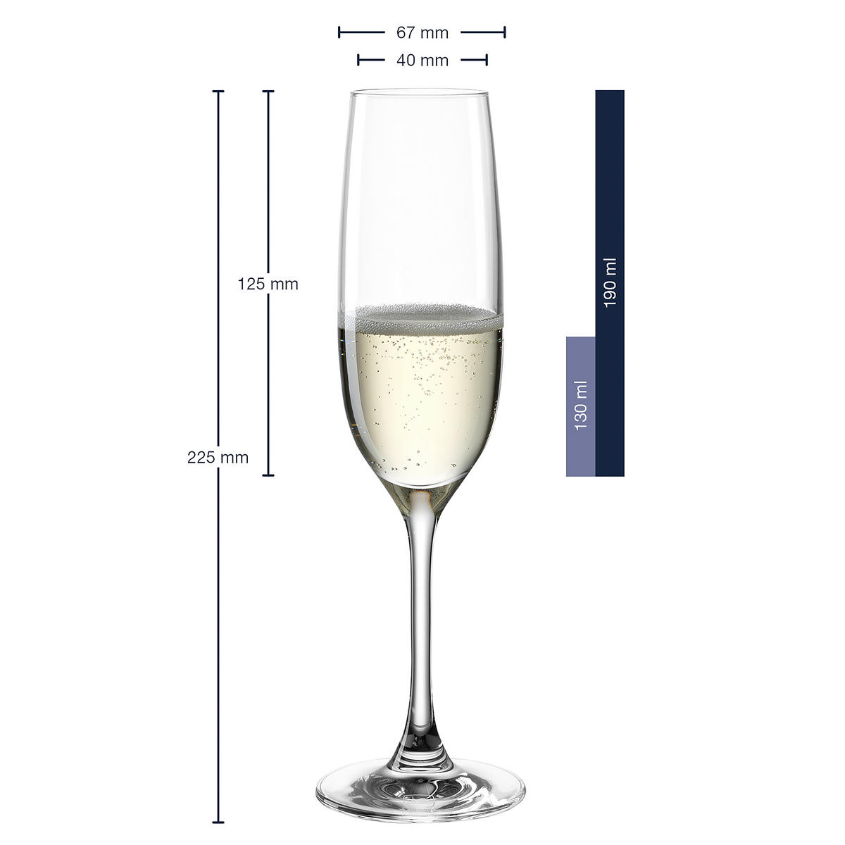ČAŠA ZA PENUŠAVO VINO  190 ml  - prozirna, Konvencionalno, staklo (23cm) - Leonardo