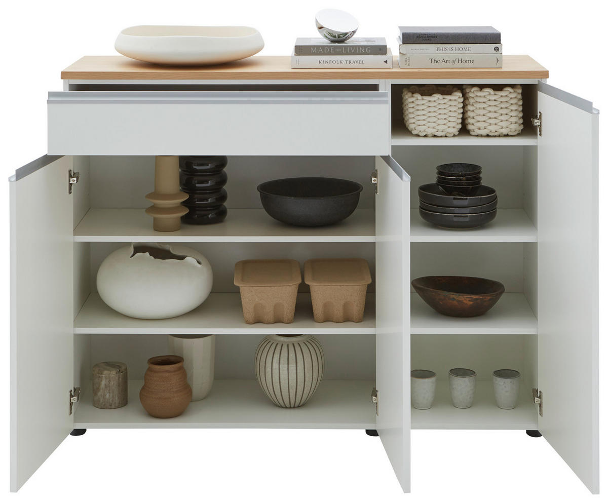 SIDEBOARD  in 135/102/41 cm  - Eichefarben/Silberfarben, Design, Holz/Holzwerkstoff (135/102/41cm) - Dieter Knoll