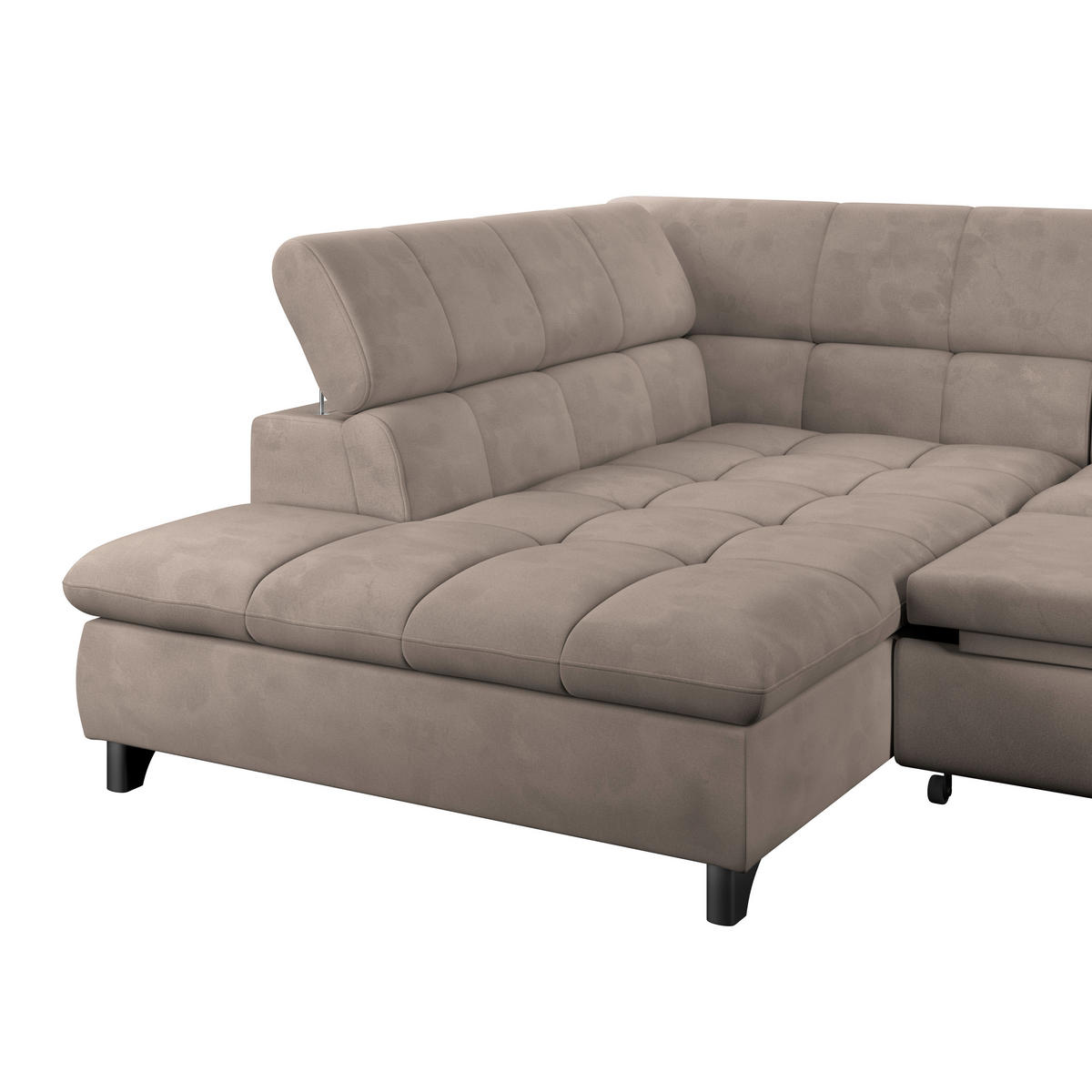 ECKSOFA Beige Chenille  - Chromfarben/Beige, KONVENTIONELL, Textil/Metall (234/312cm) - Livetastic