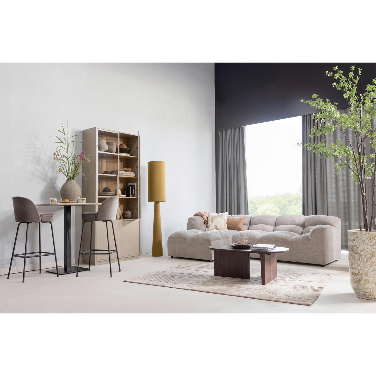 STEHLEUCHTE Loft 35/187/35 cm  - Gelb/Braun, Basics, Textil (35/187/35cm) - Collet's Monde