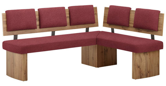 ECKBANKGRUPPE in Textil, Holzwerkstoff Rot, Eichefarben - Eichefarben/Rot, KONVENTIONELL, Holzwerkstoff/Textil - Cantus