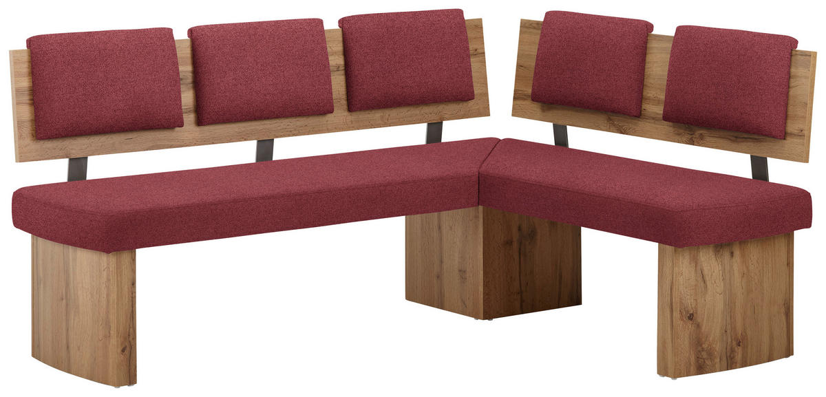 ECKBANKGRUPPE in Textil, Holzwerkstoff Rot, Eichefarben  - Eichefarben/Rot, Konventionell, Holzwerkstoff/Textil - Cantus