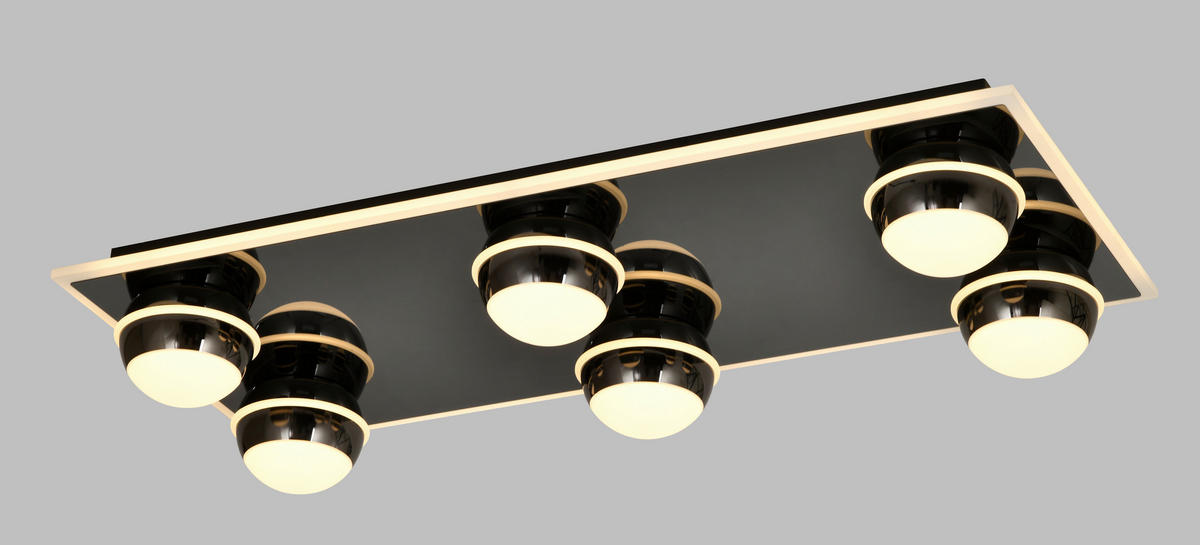 LED-DECKENLEUCHTE Biarritz 74/32/12,5 cm  - Schwarzchrom, Design, Kunststoff/Metall (74/32/12,5cm)