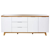 SIDEBOARD  180/77/39 cm 3 Schublade(n)  - Eichefarben/Alufarben, KONVENTIONELL, Holzwerkstoff/Metall (180/77/39cm) - Livetastic
