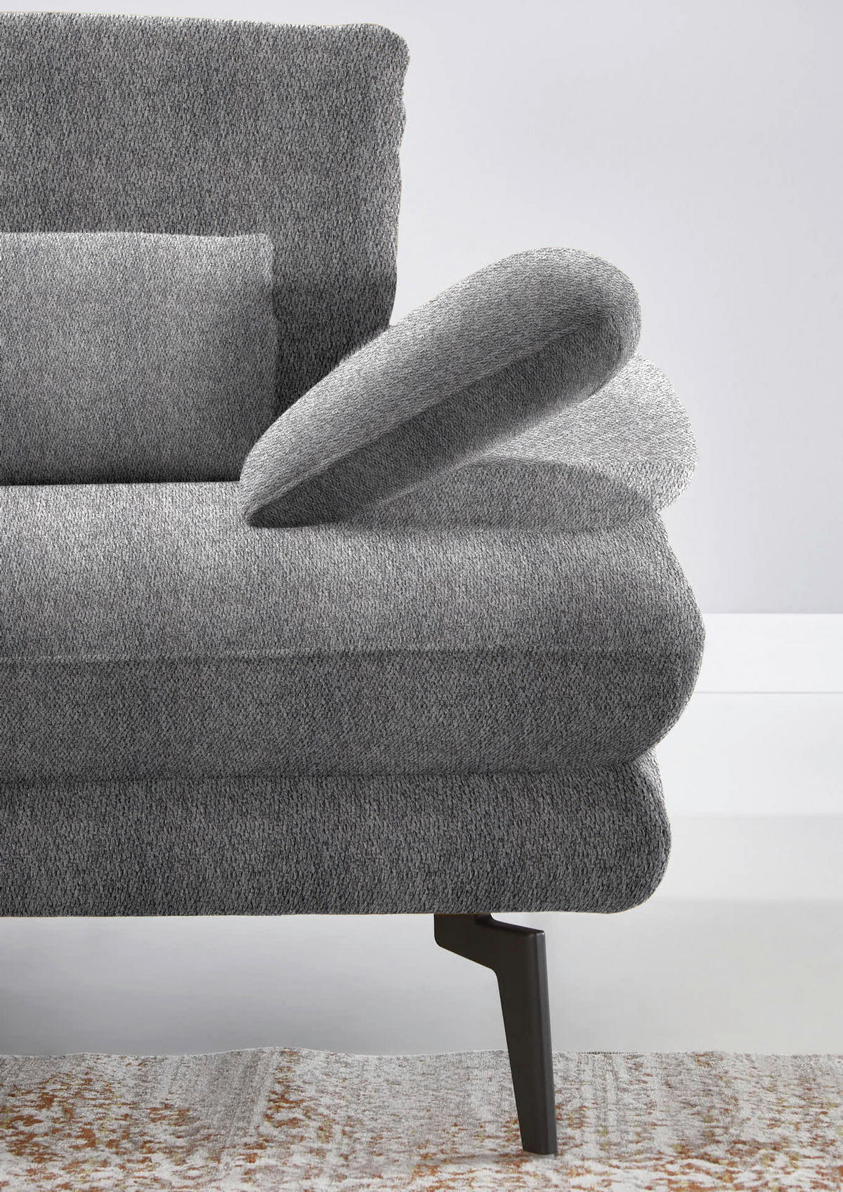 ECKSOFA in Chenille Grau  - Schwarz/Grau, Design, Textil/Metall (180/310cm) - Dieter Knoll