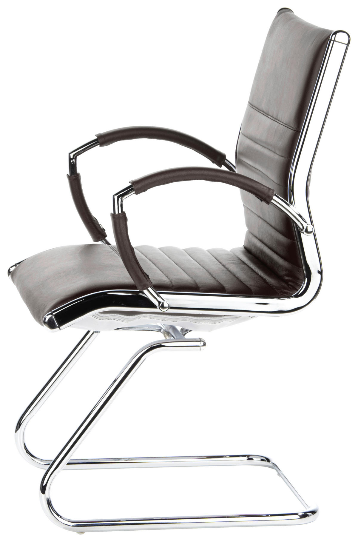 KONFERENČNI STOL tekstil, usnje barve kroma, temno rjava  - barve kroma/temno rjava, Moderno, kovina/tekstil (62/94/46cm) - MID.YOU