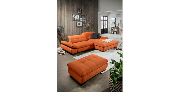 ECKSOFA  in Mikrofaser Orange  290/198 cm  - Schwarz/Orange, Design, Textil/Metall (290/198cm) - Xora