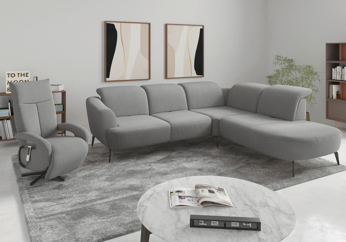 ECKSOFA in Mikrofaser Grau  - Schwarz/Grau, Konventionell, Textil/Metall (300/267cm) - Sit & More