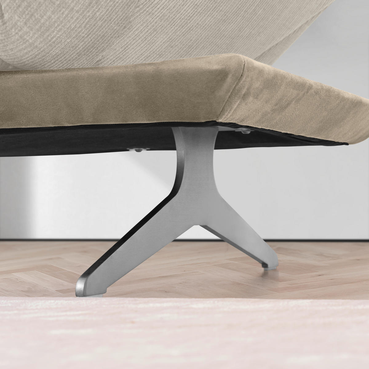 ECKSOFA in Flachgewebe Greige, Graubraun  209/277 cm  - Edelstahlfarben/Greige, Design, Textil/Metall (209/277cm) - Koinor