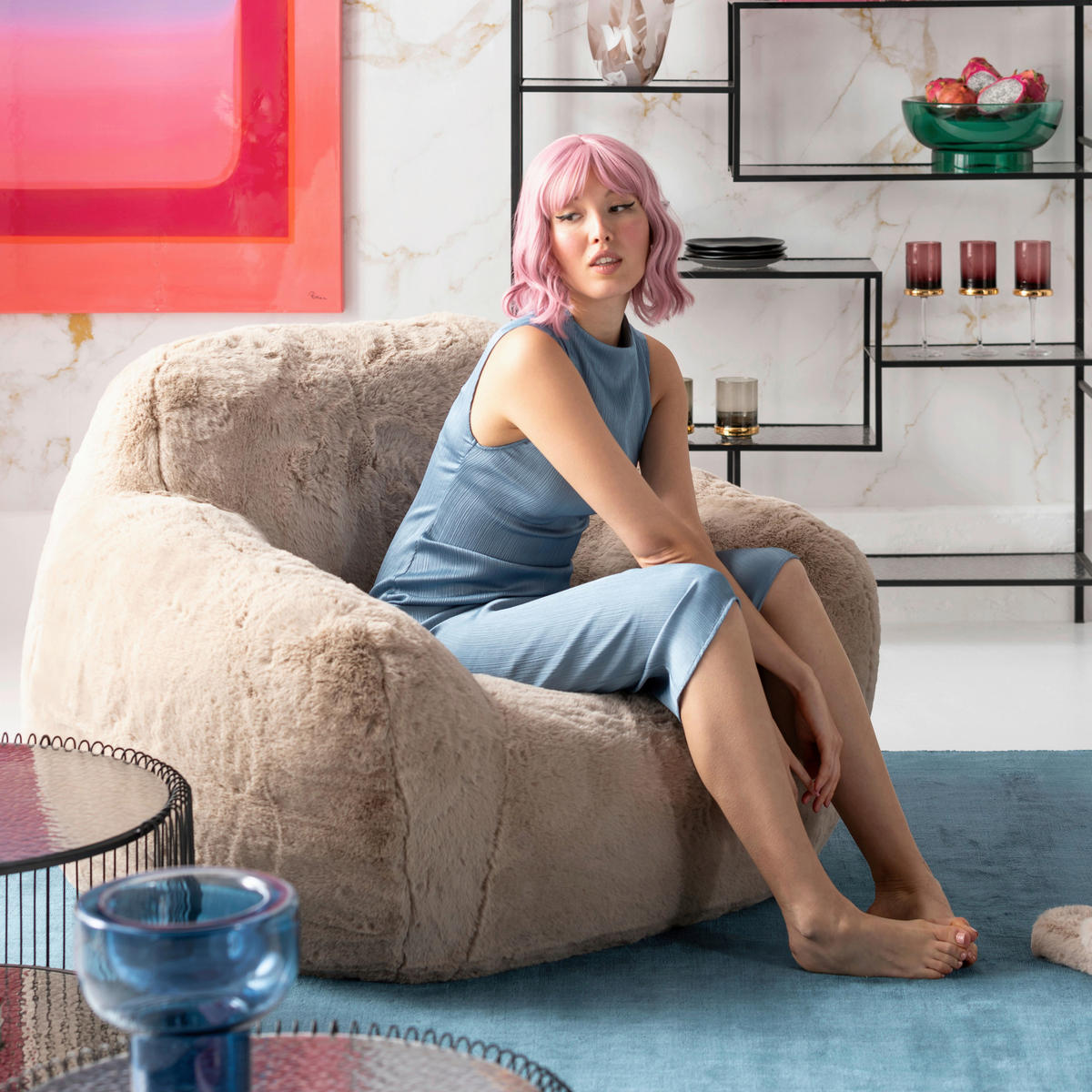 SESSEL in Creme  - Creme, Design, Fell (115/81/104,5cm) - Kare-Design