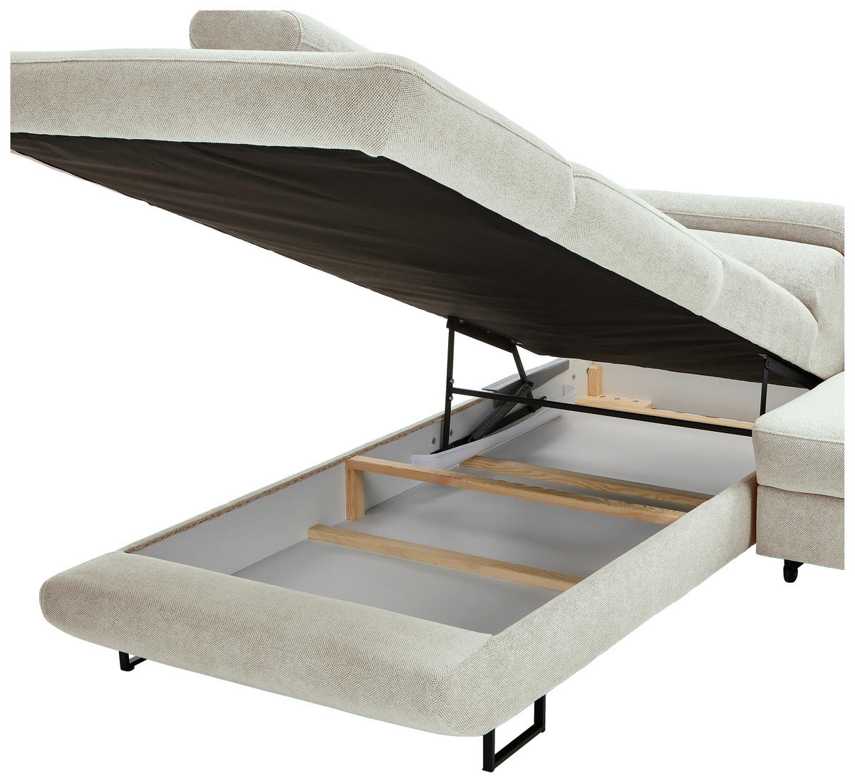 ECKSOFA Creme Webstoff  - Creme/Schwarz, Design, Textil/Metall (235/280cm) - Hom`in