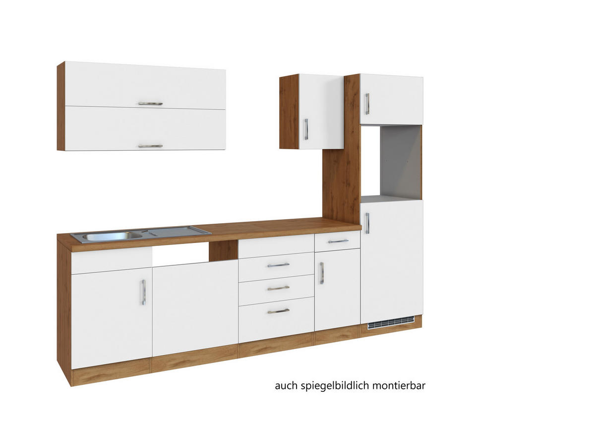 KÜCHENLEERBLOCK   in Weiß  - Eichefarben/Weiß, MODERN, Holzwerkstoff (270/200/60cm) - Held