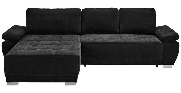 ECKSOFA  in Chenille Schwarz  - Silberfarben/Schwarz, KONVENTIONELL, Holz/Textil (187/293cm) - Carryhome