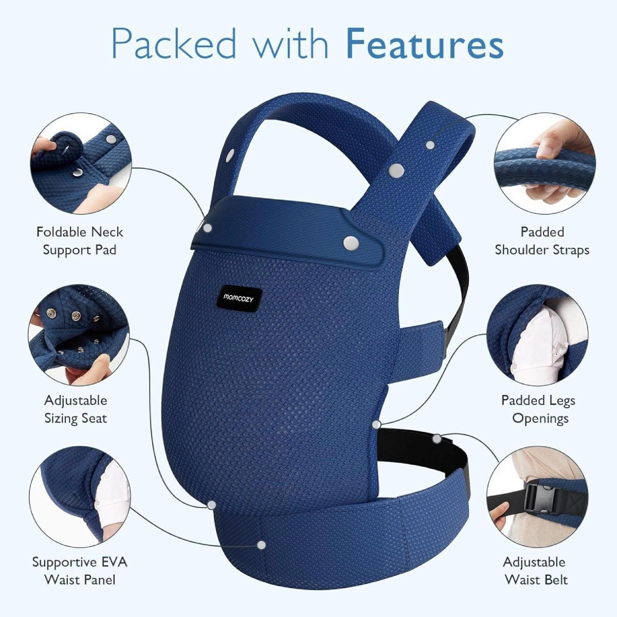 BABYTRAGE CARRIER AIR MESH  - Blau, Basics, Textil (16/31/14,5cm) - Momcozy