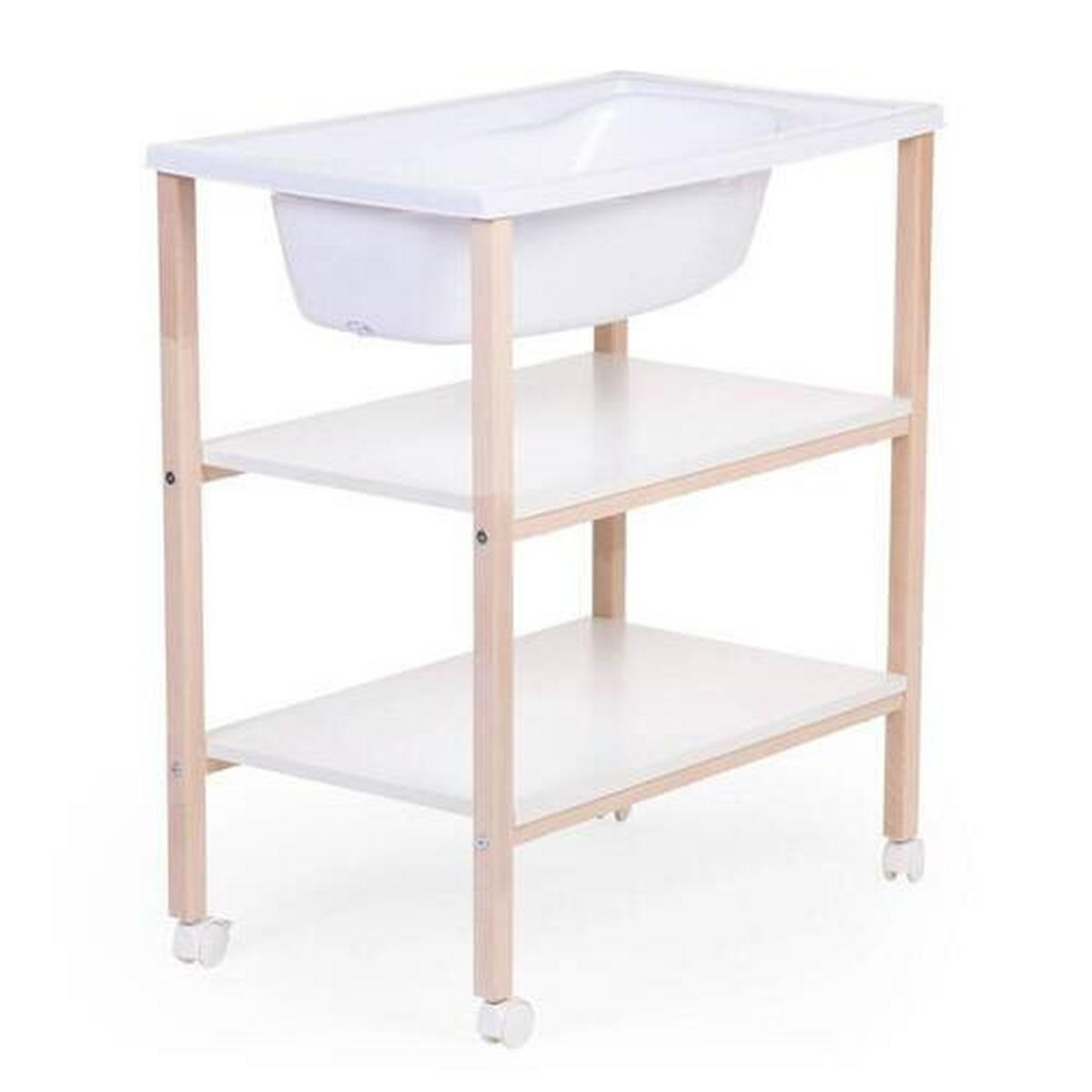WICKELTISCH 2in1 Set Wickeltisch + Badewanne Weiß, Buchefarben  - Buchefarben/Weiß, KONVENTIONELL, Holzwerkstoff/Kunststoff (91,5/53,5/106,5cm) - Childhome