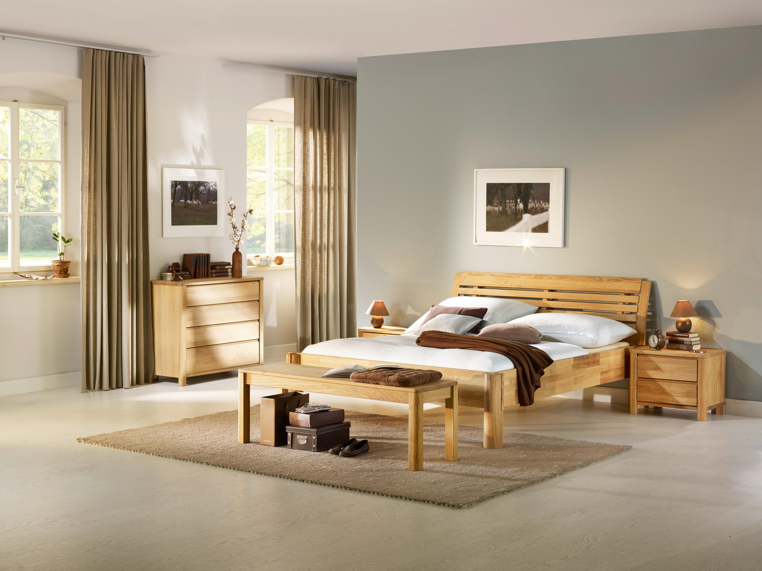NACHTSCHRANK Wildeiche massiv Eichefarben - Eichefarben, Natur, Holz (60/47/38cm) - Linea Natura