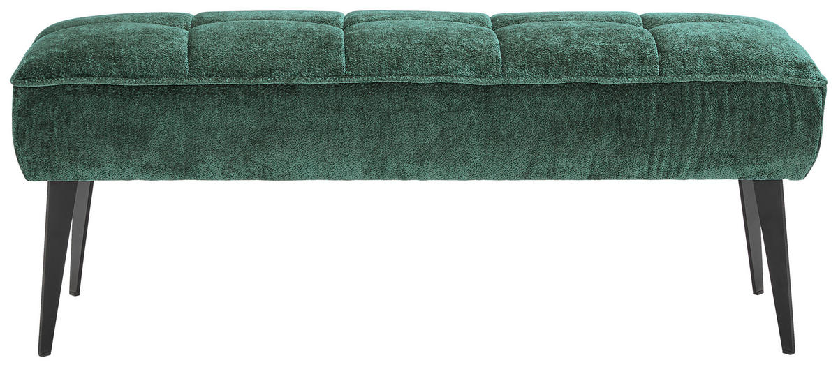 SITZBANK 133/54/47 cm Webstoff Dunkelgrün Metall  - Dunkelgrün/Schwarz, MODERN, Textil/Metall (133/54/47cm) - Welnova