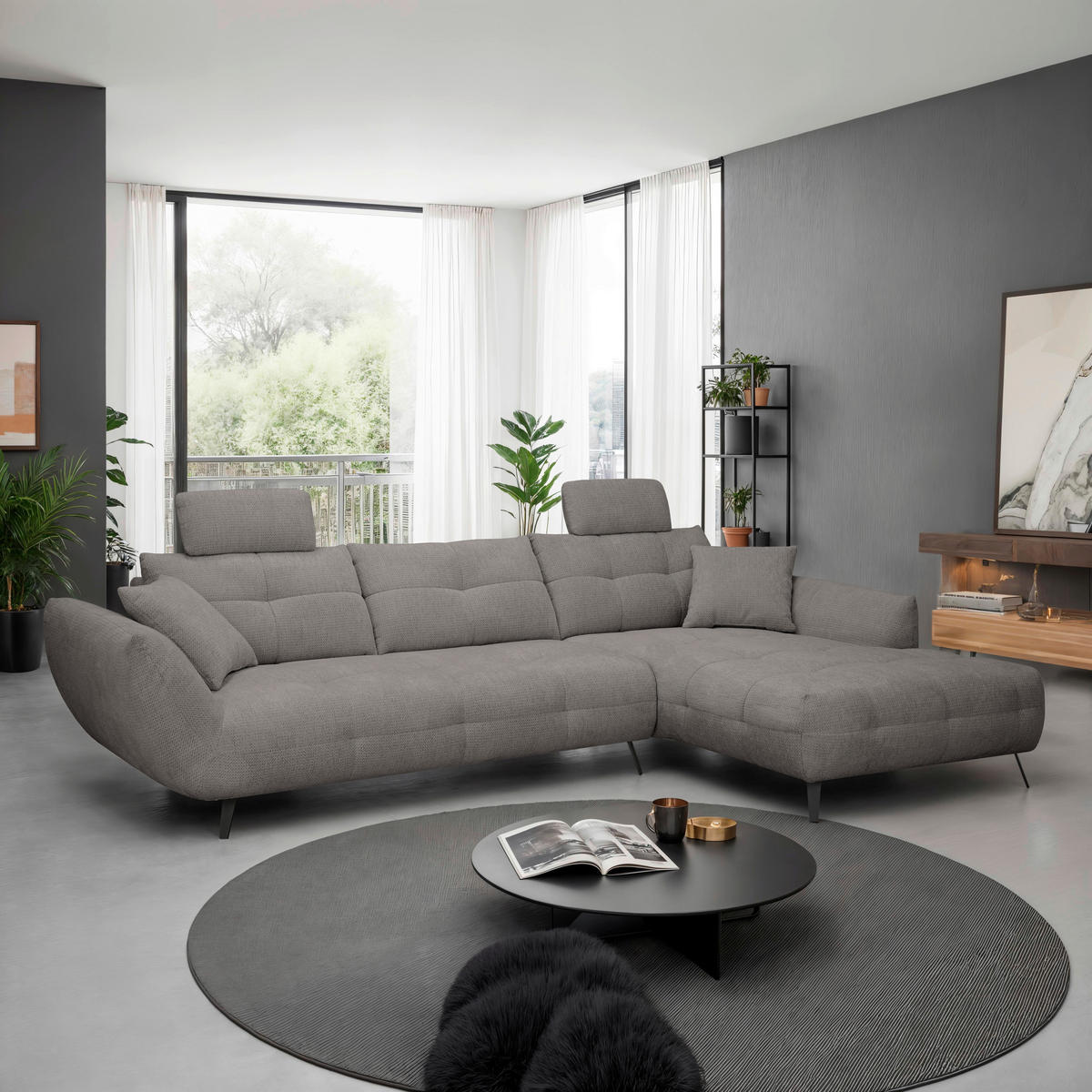 KOPFSTÜTZE - Graubraun, KONVENTIONELL, Textil (55/28/18cm) - Hom`in