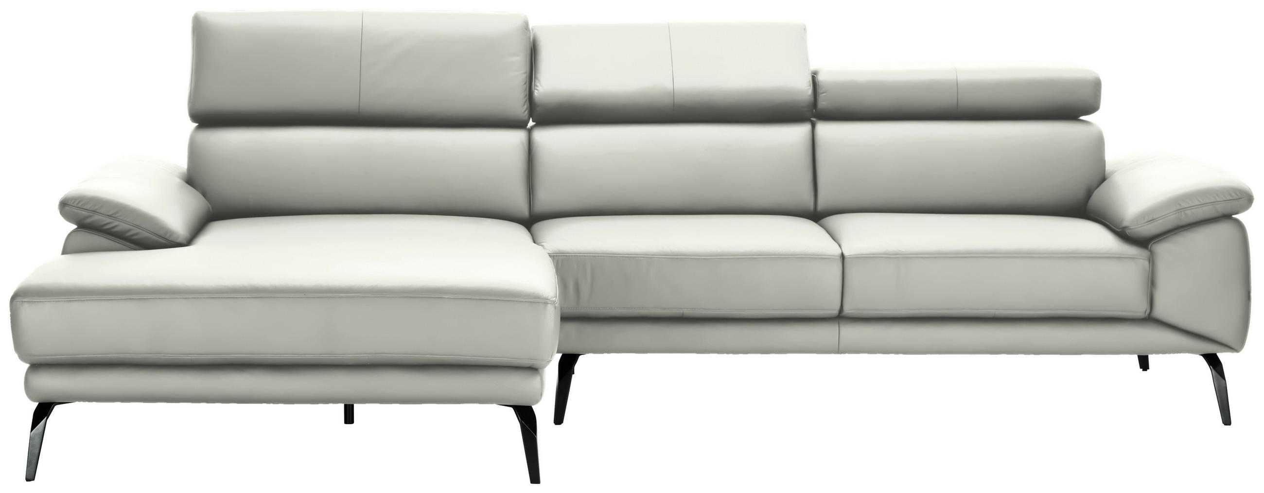 ECKSOFA in Echtleder Weiss  - Weiss/Schwarz, Design, Leder/Metall (187/295cm) - Novel