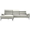 ECKSOFA in Echtleder Weiss  - Weiss/Schwarz, Design, Leder/Metall (187/295cm) - Novel
