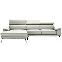 ECKSOFA in Echtleder Weiss  - Weiss/Schwarz, Design, Leder/Metall (187/295cm) - Novel