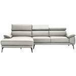 ECKSOFA in Echtleder Weiß  - Schwarz/Weiß, Design, Leder/Metall (187/295cm) - Novel