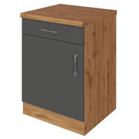 KÜCHENUNTERSCHRANK 50/85/60 cm  in Anthrazit, Eiche Wotan  - Chromfarben/Anthrazit, MODERN, Holzwerkstoff/Metall (50/85/60cm) - Held
