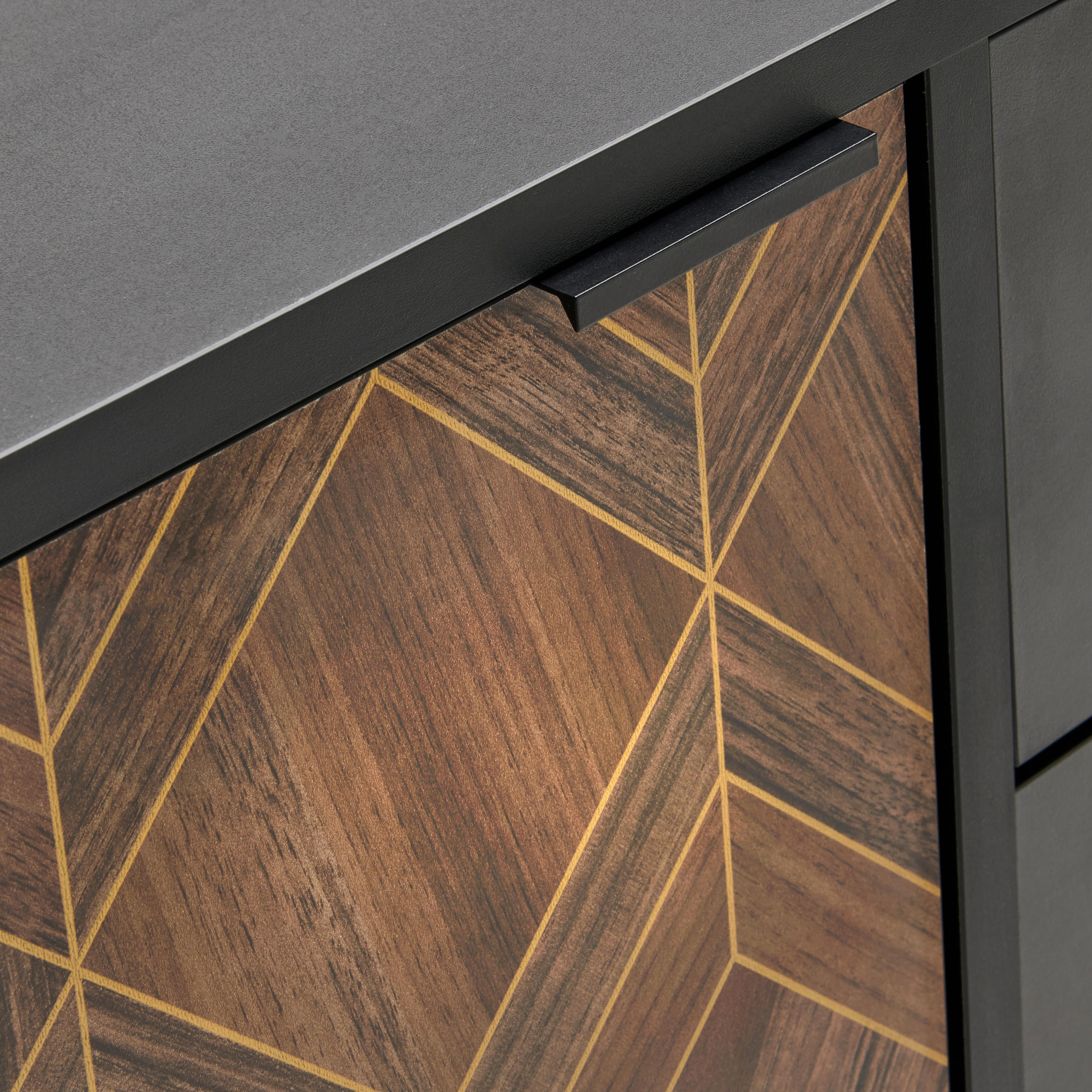 Thumbnail - Hom`in Sideboard, Schwarz, Gold, Metall, 2 Fächer, 4 Schublade(n) Schubladen, 187.8x84x42 cm, Typenauswahl, stehend, Woh...