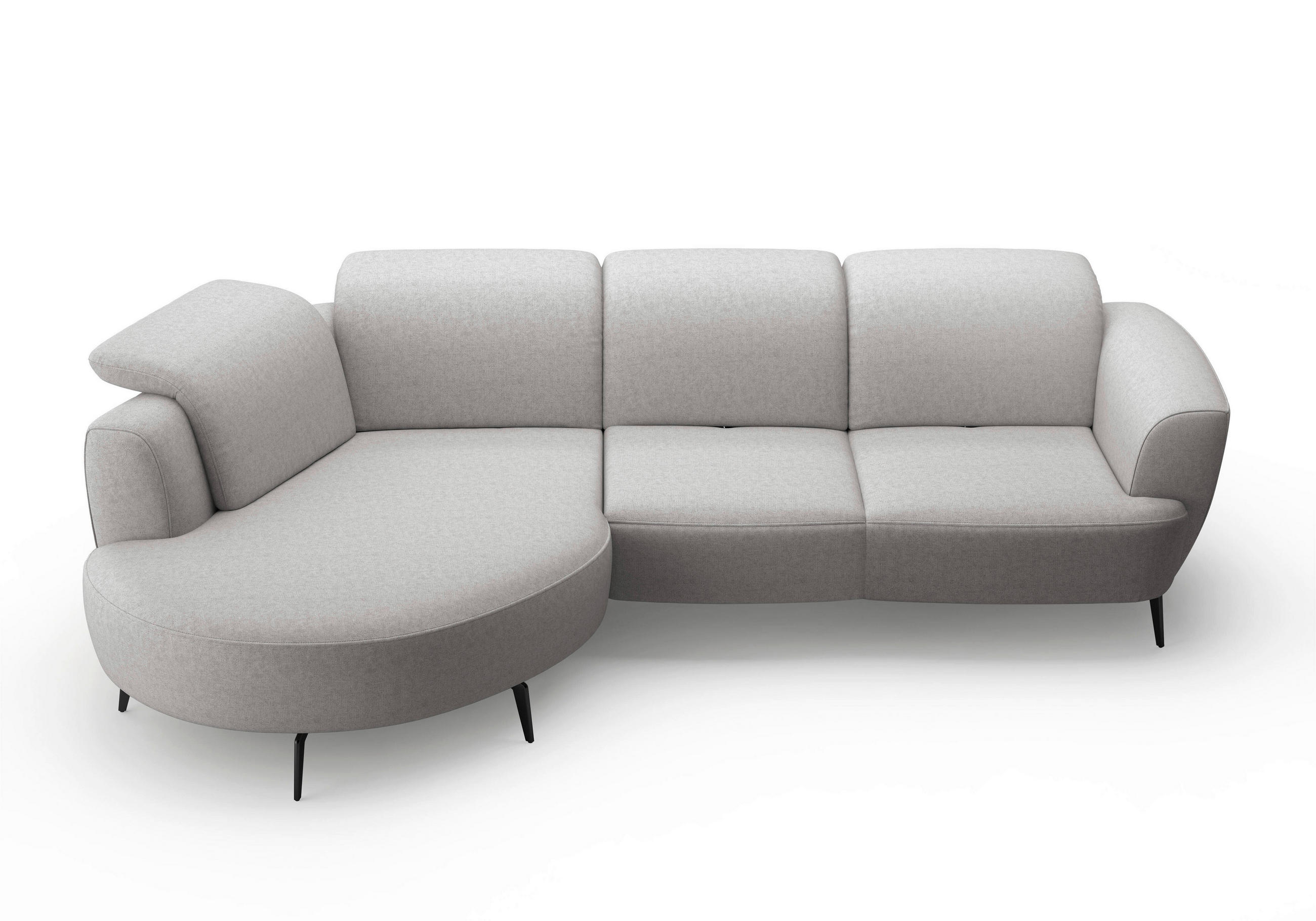 ECKSOFA in Flachgewebe Hellgrau  - Hellgrau/Schwarz, Konventionell, Textil/Metall (199/309cm) - Sit & More