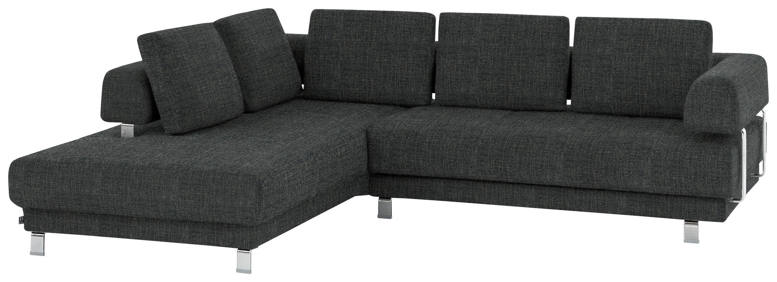ECKSOFA in Chenille Anthrazit  - Anthrazit, Design, Textil/Metall (235/277cm)