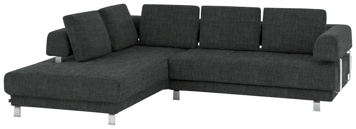 ECKSOFA in Chenille Anthrazit  - Anthrazit, Design, Textil/Metall (235/277cm)