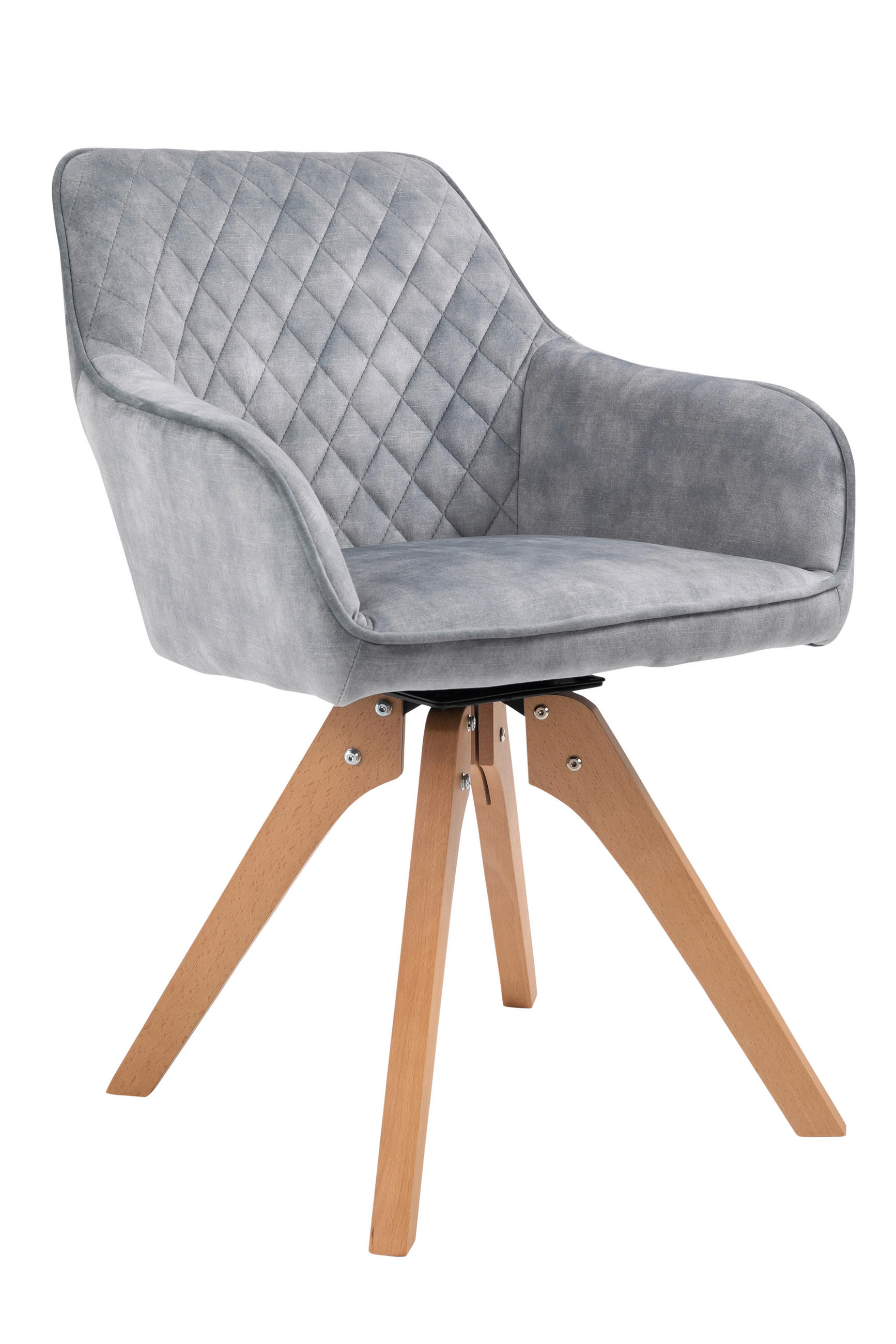 ARMLEHNSTUHL  in Samt  - Eichefarben/Grau, MODERN, Holz/Textil (59/85/61cm) - Livetastic