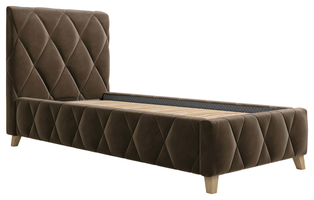 STOPPAD SÄNG 80/200 cm  i lerfärgad  - lerfärgad, Modern, metall/trämaterial (80/200cm) - MID.YOU