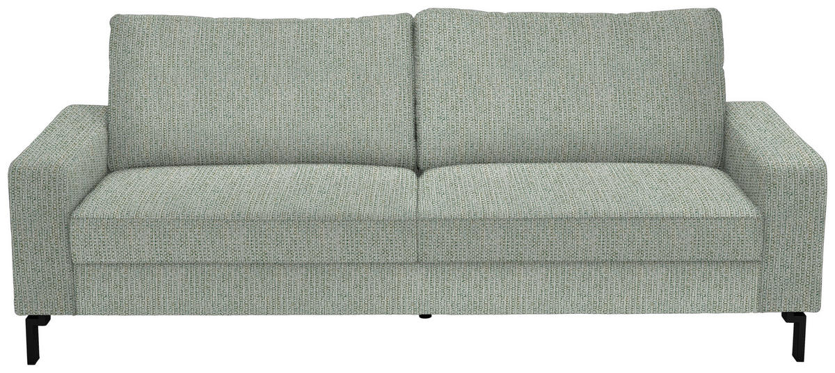 3-SITZER-SOFA Flachgewebe Platinfarben  - Platinfarben/Schwarz, Design, Textil/Metall (218/86/97cm) - Hom`in