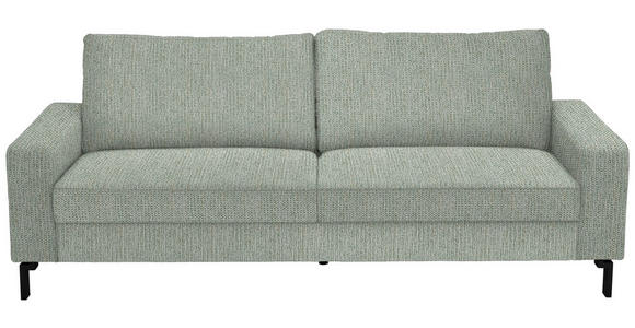 3-SITZER-SOFA  in Flachgewebe Platinfarben  - Platinfarben/Schwarz, Design, Textil/Metall (218/86/97cm) - Hom`in