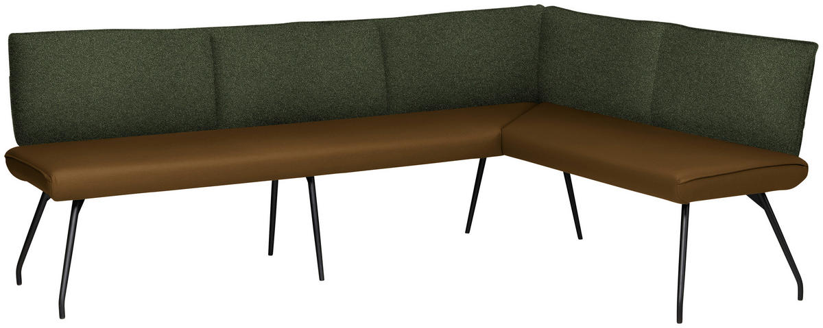 ECKBANK 225/165 cm  in Olivgrün  - Schwarz/Olivgrün, Design, Textil/Metall (225/165cm) - Moderano
