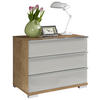 NACHTSCHRANK 60/53/42 cm  - Chromfarben/Eiche Bianco, Basics, Glas/Holzwerkstoff (60/53/42cm) - Venda