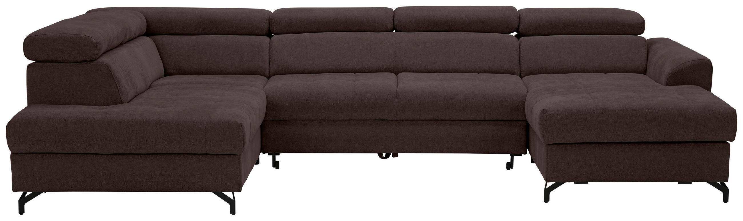 WOHNLANDSCHAFT Dunkelbraun Struktur  - Dunkelbraun/Schwarz, Design, Textil/Metall (203/327/177cm) - Stylife